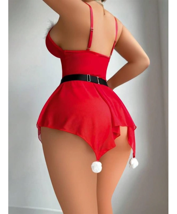 Arias Closet Yılbaşı Özel Kırmızı Fantezi Tül Gecelik