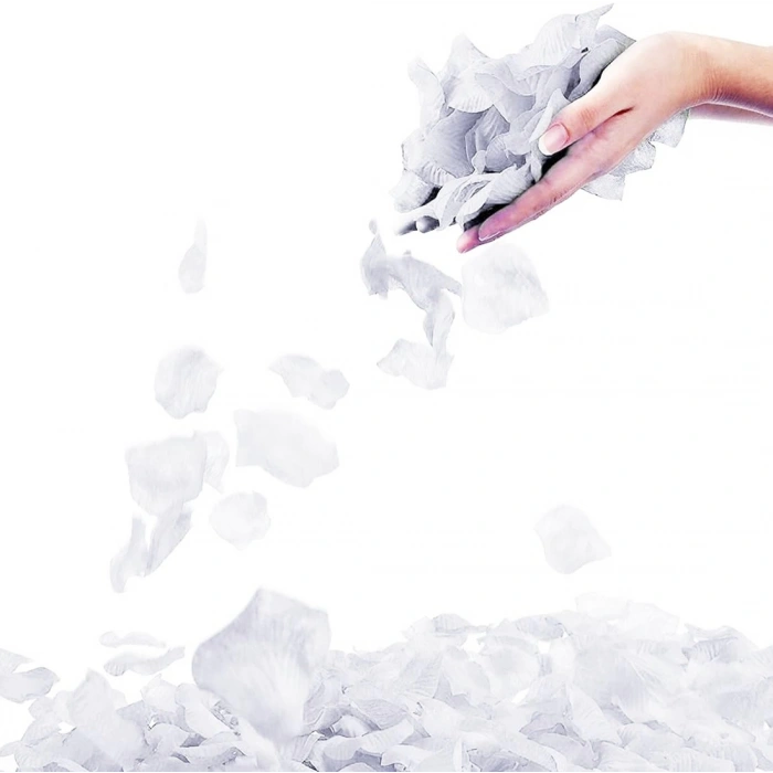 Beyaz Renk Gül Yaprağı Şekilli Konfeti - 1 Paket 100 Adet