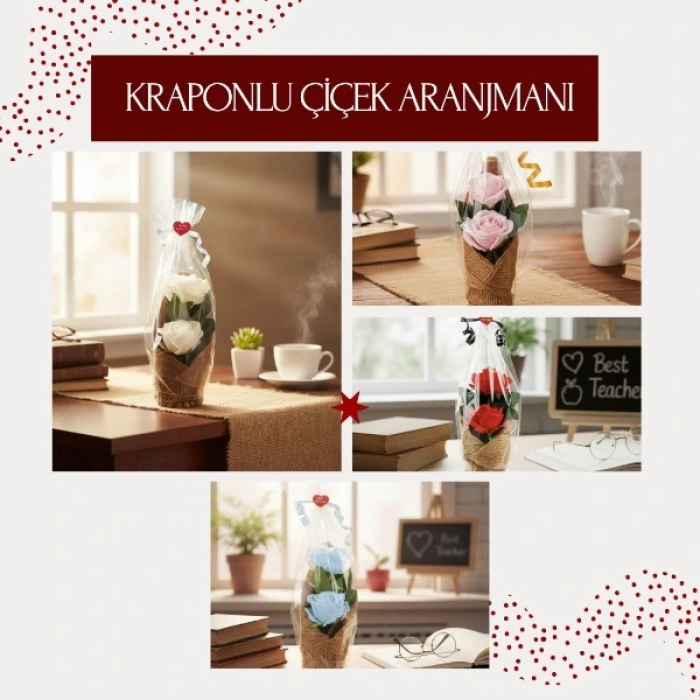 Kraponlu Çiçek Aranjmanı - Öğretmenler Günü Hediyesi