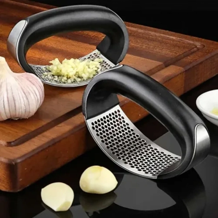 Paslanmaz Çelik Ergonomik Sarımsak Ezici Pres ve Doğrayıcı