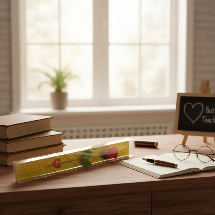 Şeffaf Simli Kutulu Gül - Öğretmenler Günü Hediyesi