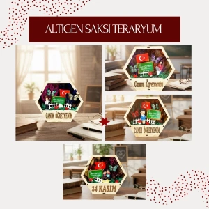 Altıgen Saksı Teraryum - Öğretmenler Günü Hediyesi
