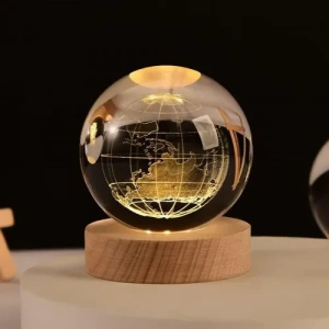 Dekoratif Dünya Tasarımlı Işıklı Cam Küre