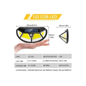 Fonksiyonel Sensörlü 122 Ledli Solar Bahçe Lambası