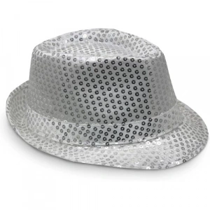 Gümüş Payetli Fötr Şapka Yetişkin Boy