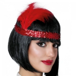 Kırmızı Renk Çarliston Saç Bandı