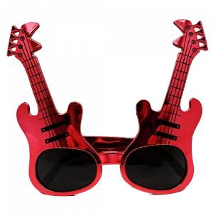 Kırmızı Renk Gitar Şekilli Parti Gözlüğü
