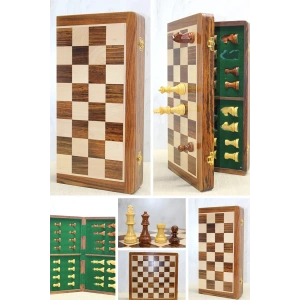 Mıknatıs Taşlı Ahşap Katlanabilir Kutulu Satranç Oyunu 40 Cm