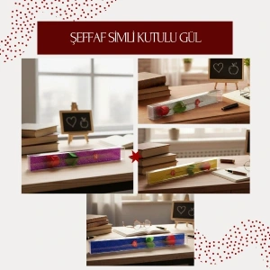 Şeffaf Simli Kutulu Gül - Öğretmenler Günü Hediyesi