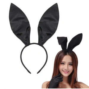 Siyah Saten Tavşan Kulak Taç