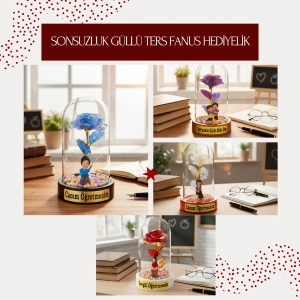 Sonsuzluk Güllü Ters Fanus - Öğretmenler Günü Hediyesi