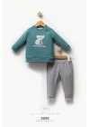 Erkek Bebek Koala ve Ayıcık Figürlü Always Together 2li Alt Üst Takım Yeşil (6-36 Ay)