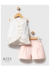 Kız Çocuk Ekru Renk Yazlık 2Li Takım Toptan Çocuk İkili Takım (2-5 Yaş)