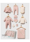 Kız Bebek Pembe Renk Kışlık Newborn Toptan Bebek 10Lu Set Yeni Doğan