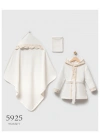Kız Bebek Ekru / Somon Renk Kışlık Newborn Toptan Bebek Bornoz Set STD