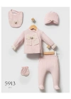 Kız Bebek Pembe Renk Kışlık Newborn Toptan Bebek Zıbın Takım Yeni Doğan