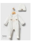 Kız Bebek Ekru Renk Kışlık Newborn Toptan Bebek Tulum (0-6 Ay)