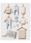 Erkek Bebek Mavi Renk Kışlık Newborn Toptan Bebek 10Lu Set Yeni Doğan