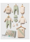 Erkek Bebek Yeşil Renk Kışlık Newborn Toptan Bebek 10Lu Set Yeni Doğan