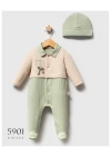 Erkek Bebek Yeşil Renk Kışlık Newborn Toptan Bebek Tulum (0-6 Ay)