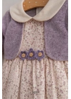 Kız Bebek Autumn Flowers Çiçek Figürlü Yakalı Elbise Mor (6-36 Ay)