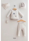 Erkek Bebek Bear and Fish 5li Zıbın Takım Gri Yeni Doğan (0-3 Ay)