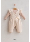 Blooming Çiçek Nakışlı Fiyonk Detaylı Kız Bebek Salopet Krem (3-12 Ay)