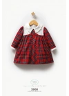 Kız Bebek Kırmızı Ekoseli Uzun Kollu Fırfırlı Elbise - (6-24 Ay)