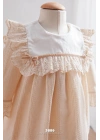 Dantel Fırfırlı Kurdela Detaylı Ekru Kız Bebek Elbise (6-36 Ay)