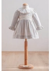 Fırfırlı Dantel Detaylı Gri Kız Bebek Elbise (6-36 Ay)
