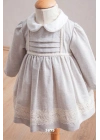 Dantel Etek Detaylı Gri Kız Bebek Elbise (6-36 Ay)