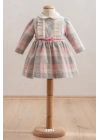 Dantelli Ekose Pembe Kız Bebek Elbise (6-36 Ay)