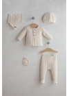 Erkek Bebek Ceremony Boy 5li Zıbın Takım Ekru Renk %100 Pamuk (0-3 Ay)