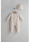 Erkek Bebek Ceremony Boy Tulum ve Şapka Takımı Ekru Renk %100 Pamuk (0-6 Ay)