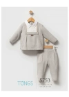 Erkek Bebek Gri Renk Mevsimlik Stylish And Comfy İkili Takım (6-36 Ay)
