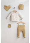 Erkek Bebek Little Bear 5Li Zıbın Takım Ekru Renk %100 Pamuk Yeni Doğan (0-3 Ay)