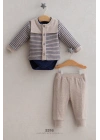 Erkek Bebek Little Man 3lü Takım Bej (6-36 Ay)