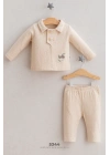 Erkek Bebek In the Woods Çift Düğmeli 2li Alt Üst Takım Krem (6-36 Ay)