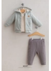 Erkek Bebek In the Woods Kapüşonlu Cepli 3lü Takım Mavi (6-36 Ay)