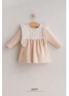 Kız Bebek Itsy Bitsy Fırfır ve Kurdele Detaylı Elbise Krem (6-36 Ay)