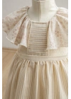 Girl Baby Beige Floral Patterned Ruffled Summer Dress - Stylish and Light 100% Cotton (6-36 Months)