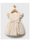 Kız Bebek Bej Renk Yazlık Crispy Flower Elbise (6-36 Ay)