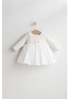 Kız Bebek Daisy Dream Elbise Ekru Renk - Göfreli Kumaş ve Dantelli Tasarım (6-36 Ay)
