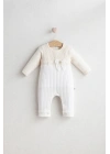 Kız Bebek Daisy Dream Tulum Ekru - Kışlık Örgü Desenli Yumuşak Tulum ve Kurdele Detay (0-9 Ay)