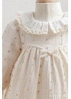 Kız Bebek Ekru Renk %100 Pamuk Elbise - Doğal ve Şık Tasarım (6-36 Ay)