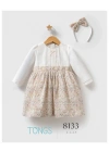 Kız Bebek Ekru Renk Mevsimlik Elbise (2-5 Yaş)