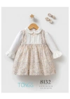 Kız Bebek Ekru Renk Mevsimlik Elbise (6-36 Ay)