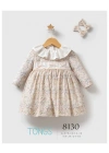 Kız Bebek Ekru Renk Mevsimlik Elbise (6-36 Ay)