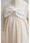 Kız Bebek Ekru Renk Fırfır Detaylı Elbise - Nostaljik ve Zarif Stil (6-36 Ay)