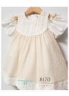 Kız Bebek Ekru Renk Yazlık Brode Elbise (6-36 Ay)